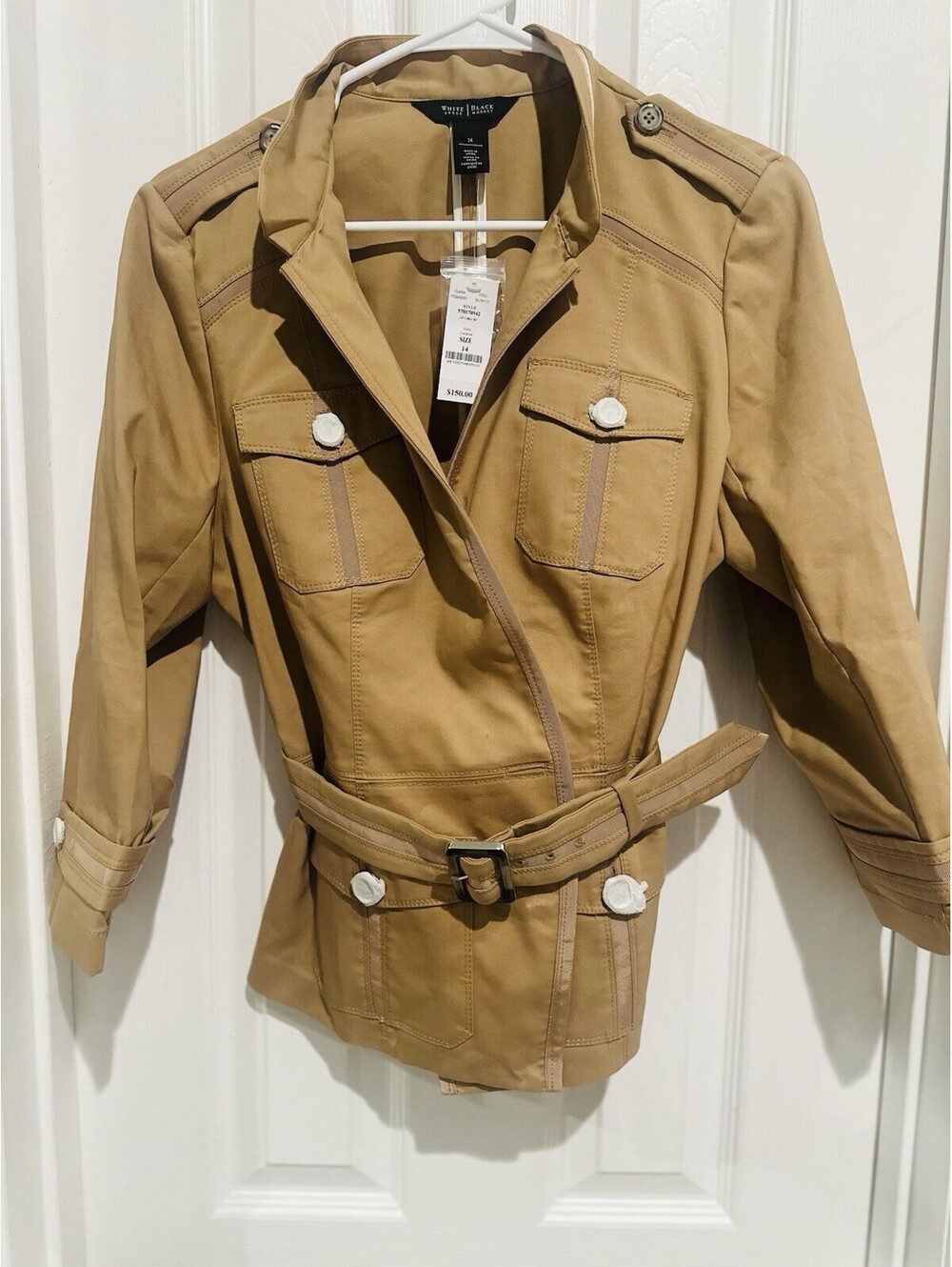 NWT White House/Black Market Beige Utility Jacket, size 14